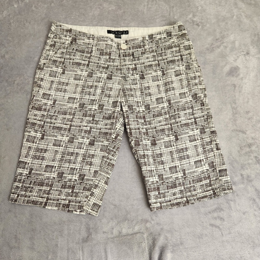 Volcom Vintage Plaid Bermuda Shorts Short Stuff 13" Inseam Size 7 Juniors Brown